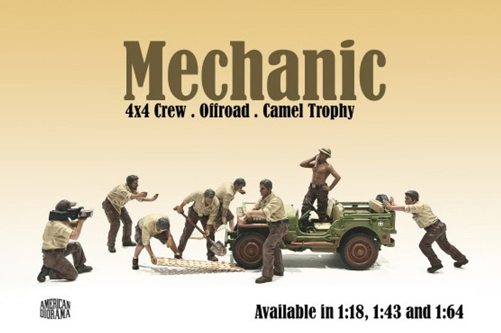 4x4 Mechanic Figure 2, Beige w/Brown - American Diorama AD-18012 - 1/18 Scale Figurine - Accessory