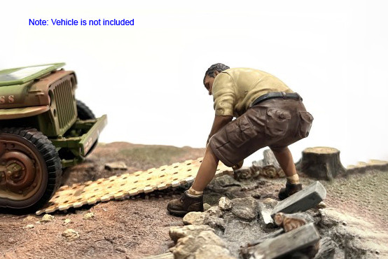 4x4 Mechanic Figure 2, Beige w/Brown - American Diorama AD-18012 - 1/18 Scale Figurine - Accessory