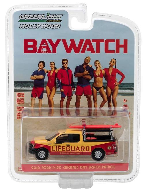 2016 Ford F-150 Lifeguard Truck, Baywatch - Greenlight 44760F/48 - 1/64 Scale Diecast Model Toy Car