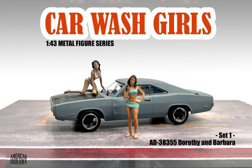 Car Wash Girls Set 1 (Dorothy and Barbara) - American Diorama 38355 - 1/43 Scale Figurine Accessory