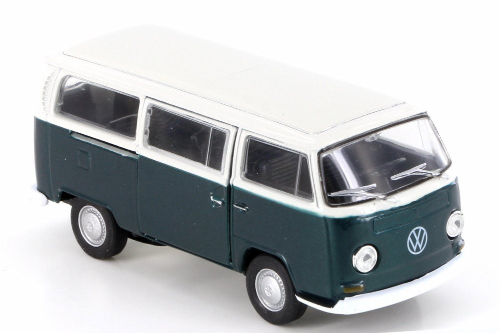 1972 Volkswagen T2 Bus, Metallic Green - Welly 42347DT-D - Diecast