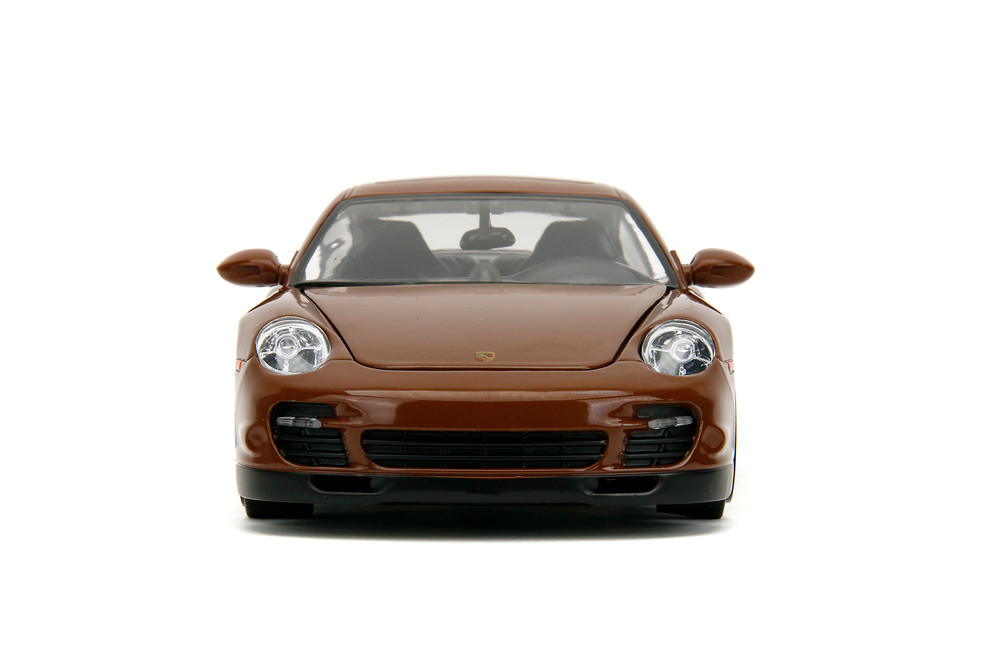 Porsche 911 Turbo w/Brown M&M Figure, Brown - Jada Toys 34624 - 1/24 Scale Diecast Model Toy Car
