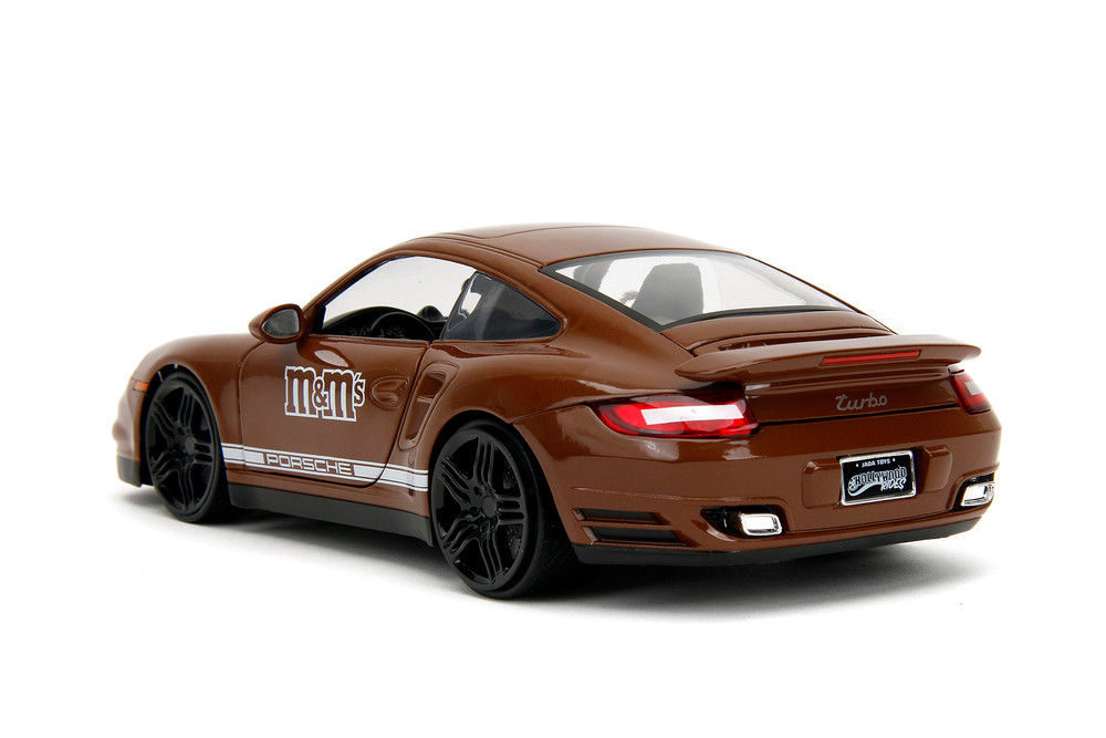 Porsche 911 Turbo w/Brown M&M Figure, Brown - Jada Toys 34624 - 1/24 Scale Diecast Model Toy Car