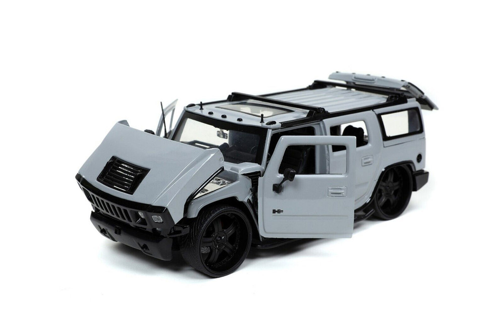 2003 Hummer H2 w/Extra Wheels, Gray - Jada Toys 32310 - 1/24 Scale