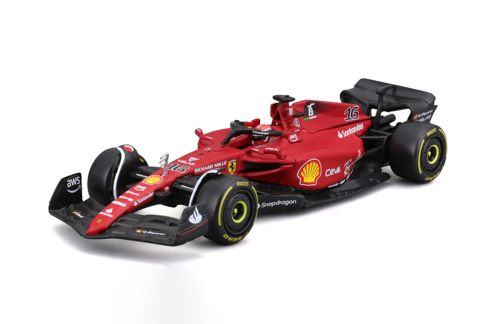 FERRARI - F1-75 SCUDERIA FERRARI N 55 SEASON 2022 CARLOS SAINZ WITH HELMET  AND PLASTIC SHOWCASE - EXCLUSIVE CARMODEL