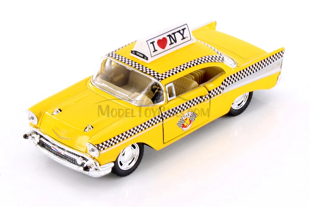 I Love New York 1957 Yellow Chevy Bel Air Taxicab - 5360D-ILNY - 1/40 Scale Set of 12 Model Cars