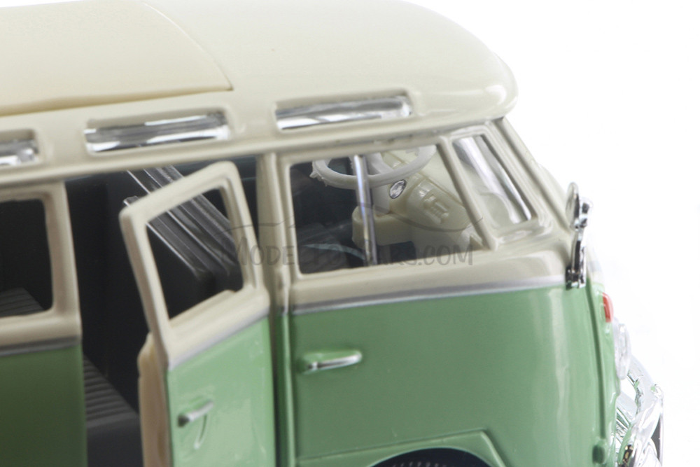 Volkswagen Van "Samba", Green w/White Roof - Showcasts 38956GN - 1/25 Scale Diecast Model Toy Car