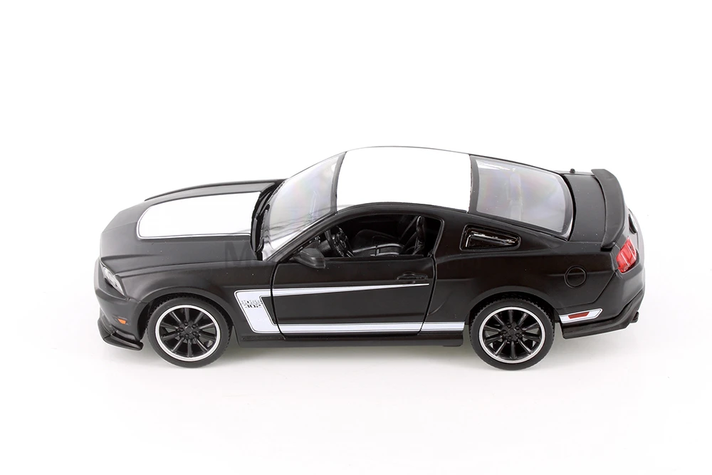 2012 Ford Mustang Boss 302 Hardtop, Orange & Black, Showcasts 37269 - 1/24 Scale Set of 4 Toy Cars