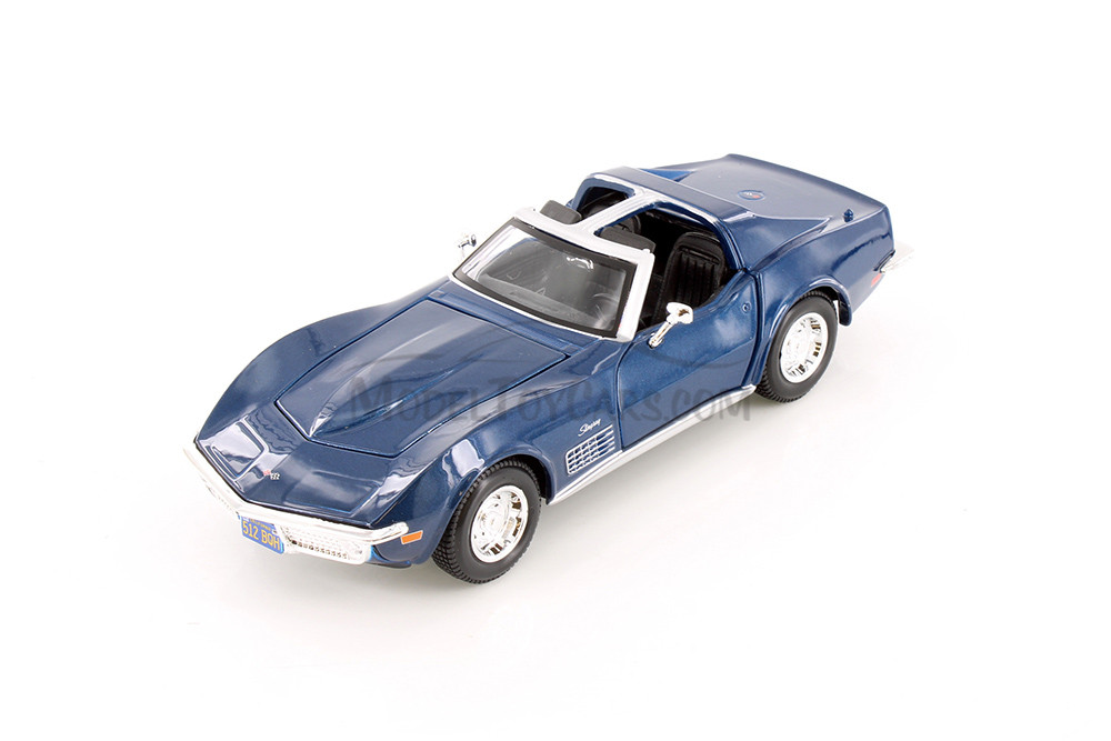 1970 Chevy Corvette T-Top, Blue & Red, Showcasts 37202 - 1/24 Scale Set of 4 Diecast Model Toy Cars