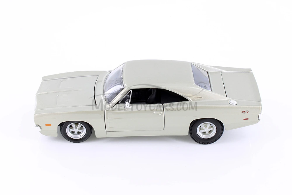1969 Dodge Charger R/T Hardtop, Blue & Beige - Showcasts 37256 - 1/25 Scale Set of 4 Model Toy Cars