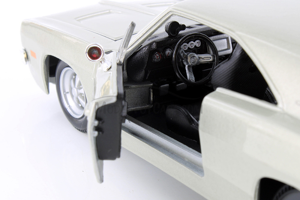 1969 Dodge Charger R/T Hardtop, Blue & Beige - Showcasts 37256 - 1/25 Scale Set of 4 Model Toy Cars