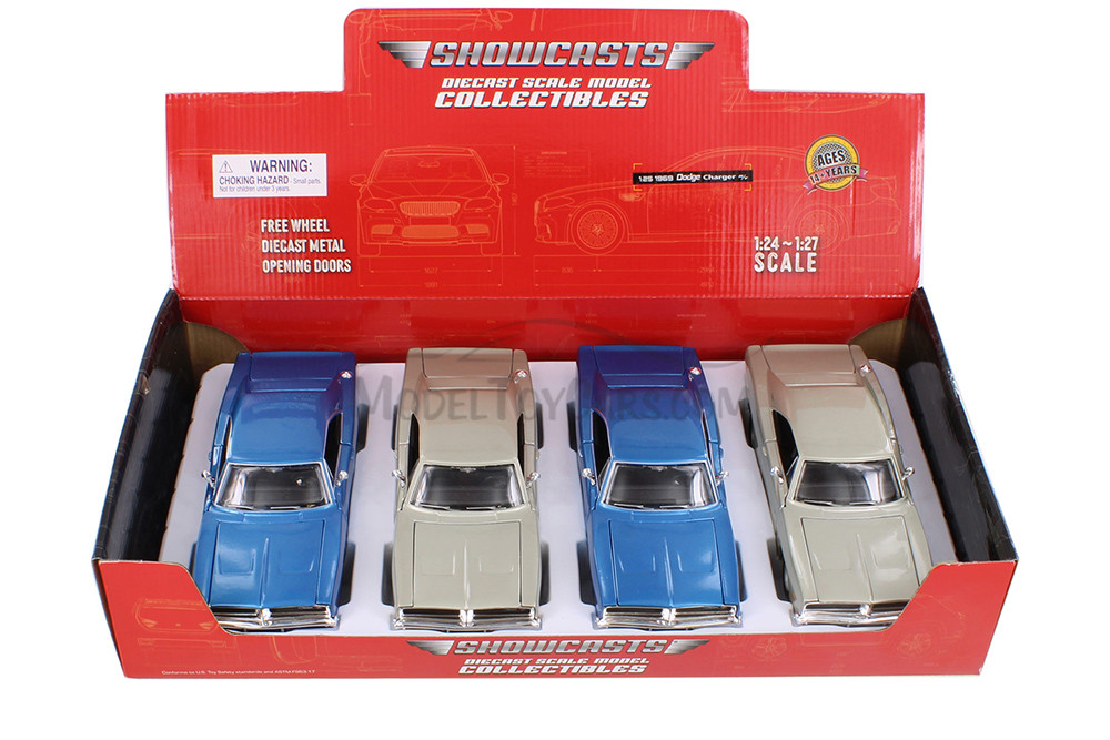 1969 Dodge Charger R/T Hardtop, Blue & Beige - Showcasts 37256 - 1
