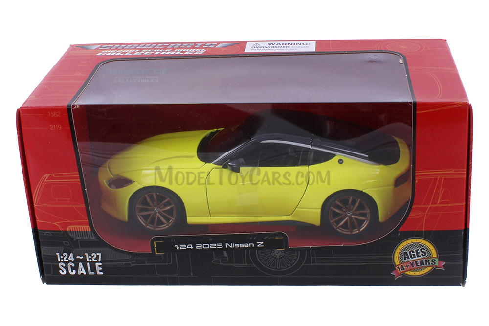 2023 Nissan Z, Yellow w/Black Roof - Showcasts 38904YL - 1/24 Scale Diecast Model Toy Car