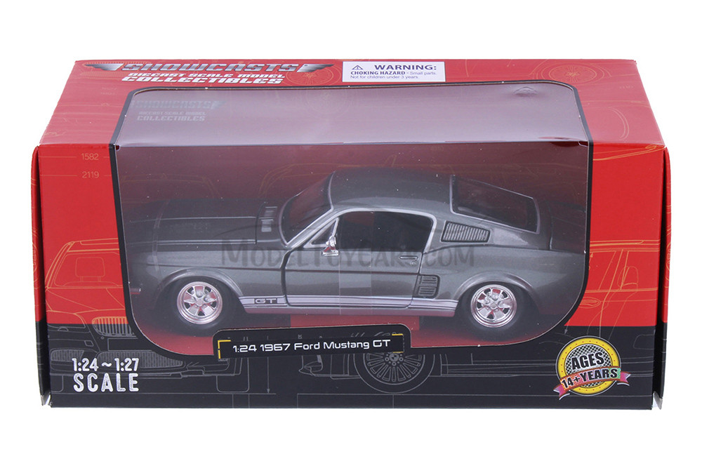 1967 Ford Mustang GT-500 Hardtop, Gray - Showcasts 38260GY - 1/24 Scale Diecast Model Toy Car