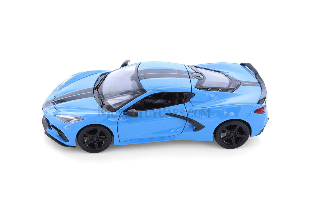 2020 Chevy Corvette Stingray Coupe Z51, Blue & Yellow - Showcasts 37527 - 1/24 Scale Set of 4 Cars