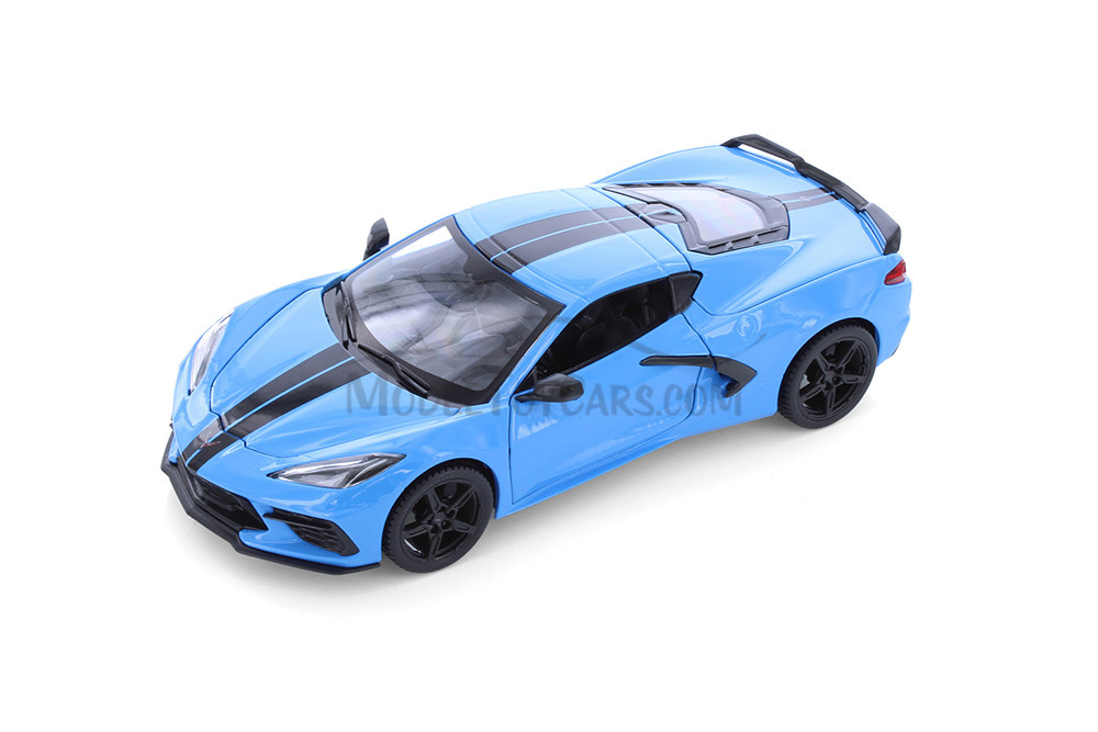 2020 Chevy Corvette Stingray Coupe Z51, Blue & Yellow - Showcasts 37527 - 1/24 Scale Set of 4 Cars