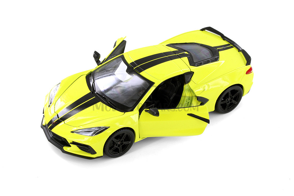 2020 Chevy Corvette Stingray Coupe Z51, Blue & Yellow - Showcasts 37527 - 1/24 Scale Set of 4 Cars