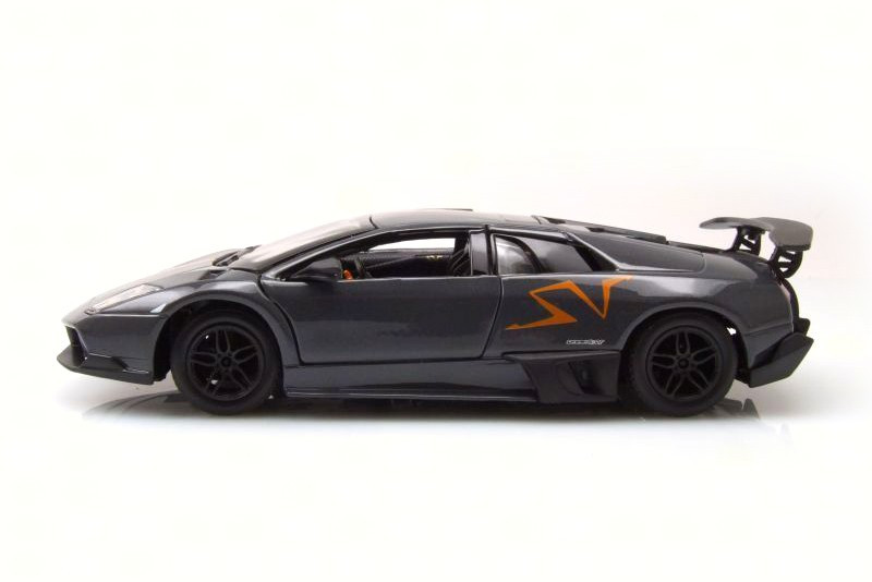 2009 Lamborghini Murcielago LP670-4 SV Hardtop, Gray w/Orange Stripe - Bburago 28120GY - 1/24 Scale Diecast Car