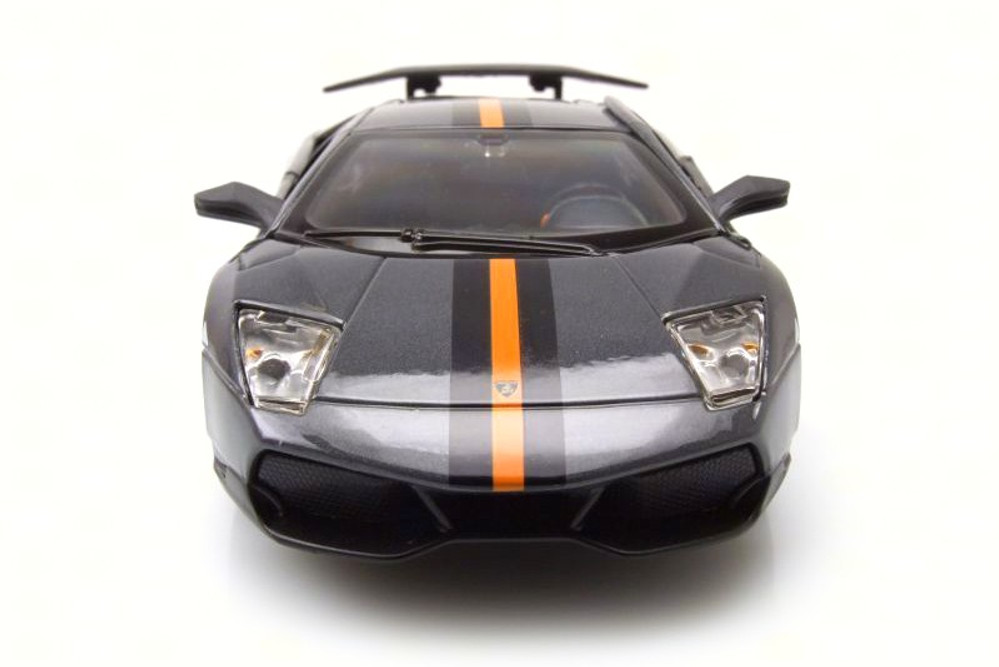 2009 Lamborghini Murcielago LP670-4 SV Hardtop, Gray w/Orange Stripe -  Bburago 28120GY - 1/24 Scale Diecast Car