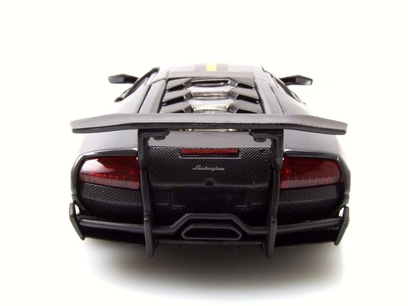 2009 Lamborghini Murcielago LP670-4 SV Hardtop, Gray w/Orange Stripe - Bburago 28120GY - 1/24 Scale Diecast Car