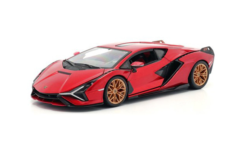 Lamborghini Sian FKP37 Hardtop, Red - Bburago 28099R - 1/24 Scale Diecast Model Toy Car