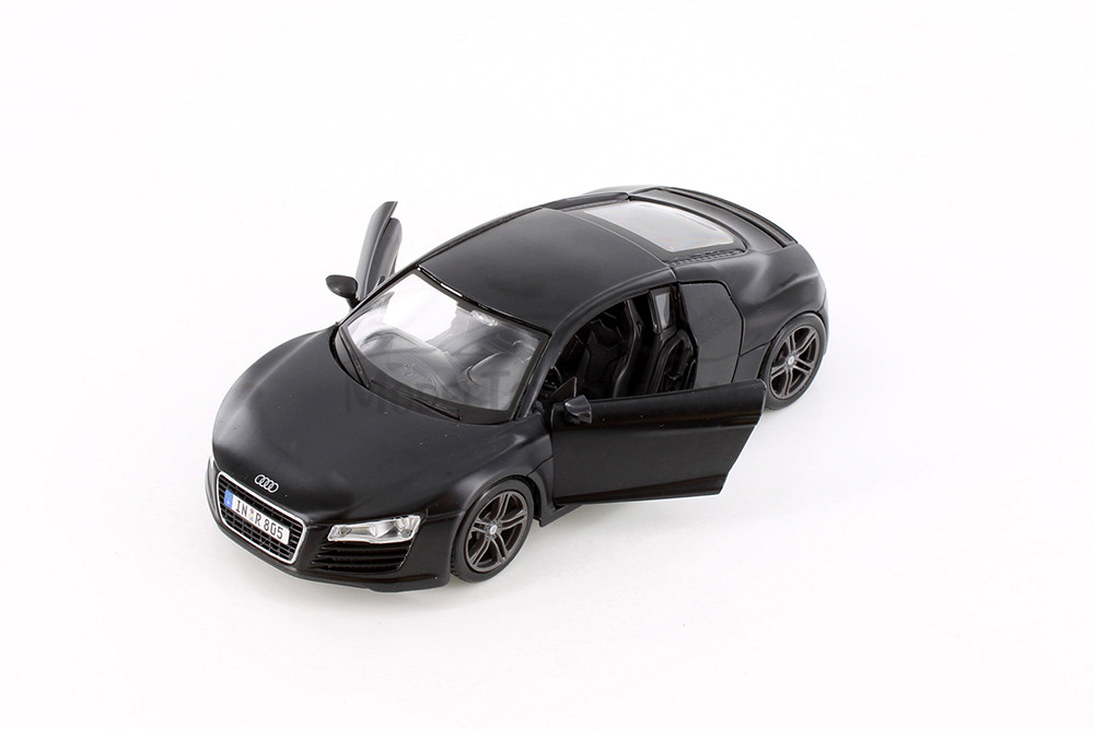 Audi R8 Hard Top, Matte Black - Showcasts 37281 - 1/24 Scale Set of 4 Diecast Model Toy Cars