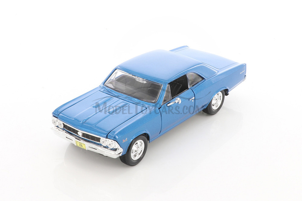 1966 Chevy Chevelle SS 396 Hardtop, Blue - Showcasts 37960 - 1/24 Scale Set of 4 Diecast Model Cars