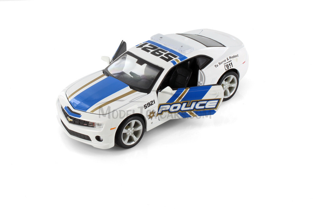 2010 Chevy Camaro SS RS Police, White, Showcasts 37208 - 1/24 Scale Set of 4 Diecast Model Toy Cars