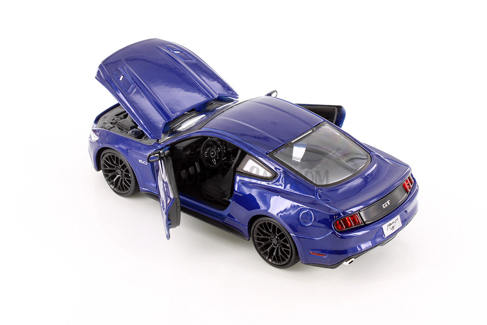 2015 Ford Mustang Hardtop, Orange & Blue - Showcasts 37508 - 1/24 Scale Set of 4 Diecast Model Cars