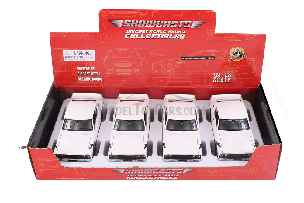 1973 Nissan Skyline 2000GT-R, White - Showcasts 37528 - 1/24 Scale Set of 4 Diecast Model Toy Cars