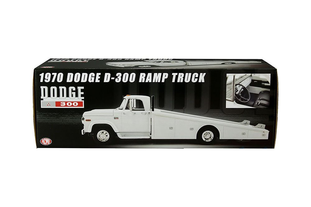 1970 Dodge D-300 Ramp Truck, White - Acme A1801911 - 1/18 scale