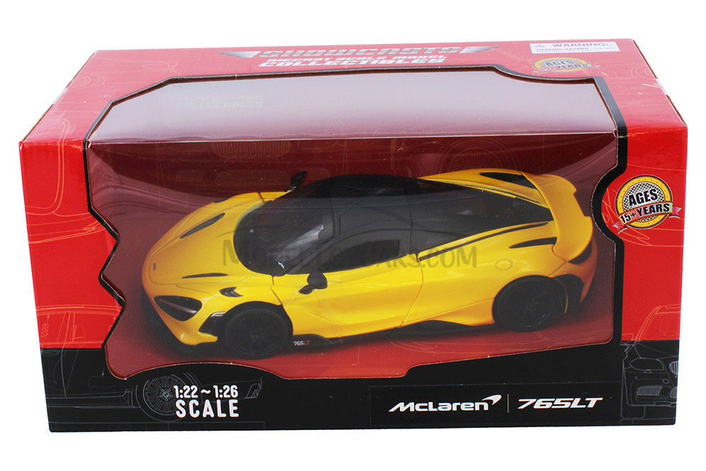 McLaren 765LT, Yellow Showcasts 68276YL 1/24 Scale Diecast
