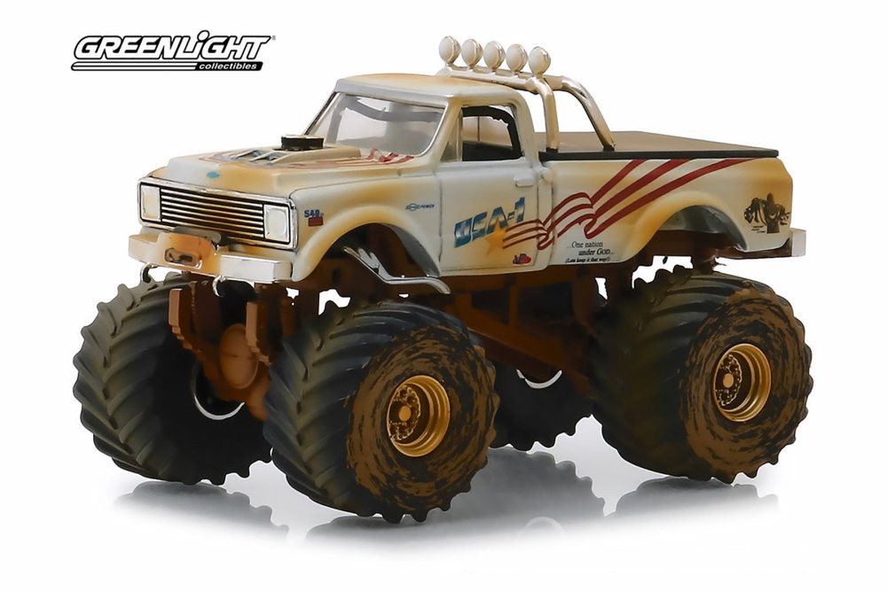 1970 Chevy K-10 Monster Truck, USA-1 (Dirty Version) - Greenlight