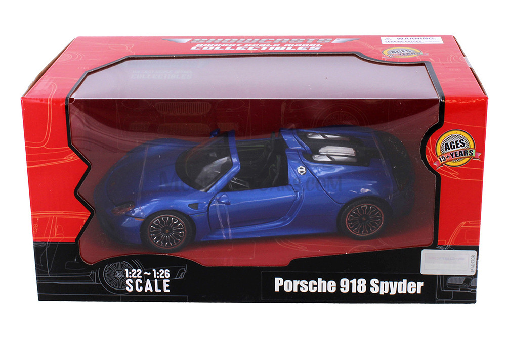 Porsche 918 Spyder, Blue - Showcasts 68243BU - 1/24 Scale Diecast Model Toy Car