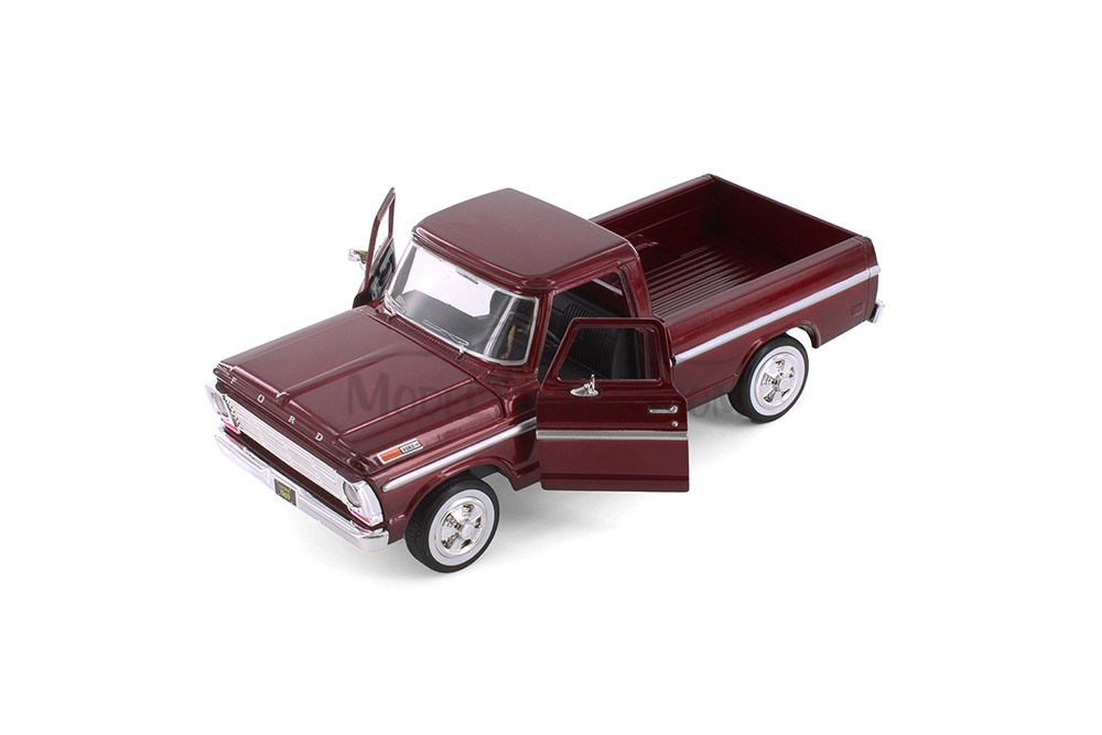 1969 Ford F-100 Pickup Truck, Brown & Red - Showcasts 71315D - 1/24 Scale Set of 4 Model Toy Cars