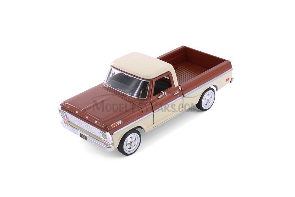 1969 Ford F-100 Pickup Truck, Brown & Red - Showcasts 71315D - 1/24 Scale Set of 4 Model Toy Cars