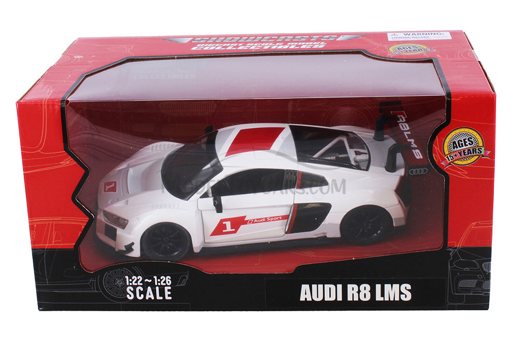 Audi R8 LMS, White - Showcasts 68262W - 1/24 Scale Diecast Model Toy Car