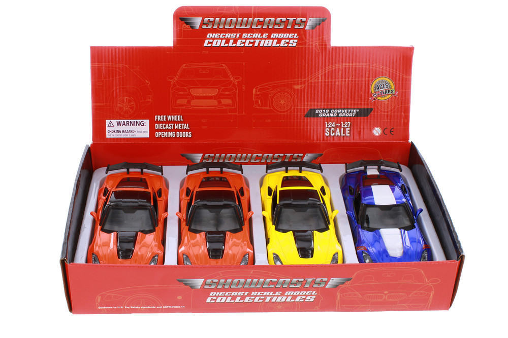 Box of 4 2019 Chevy Corvette ZR1 Hardtop, Assortment - Showcasts 71356D - 1/24 Scale Diecast Model Cars