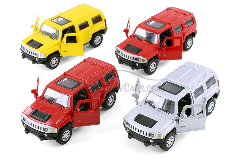 Hummer H3, Red, Yellow & Silver - Showcasts 67401W/24 - 1/43 Scale 3-Pack Diecast Model Toy Cars