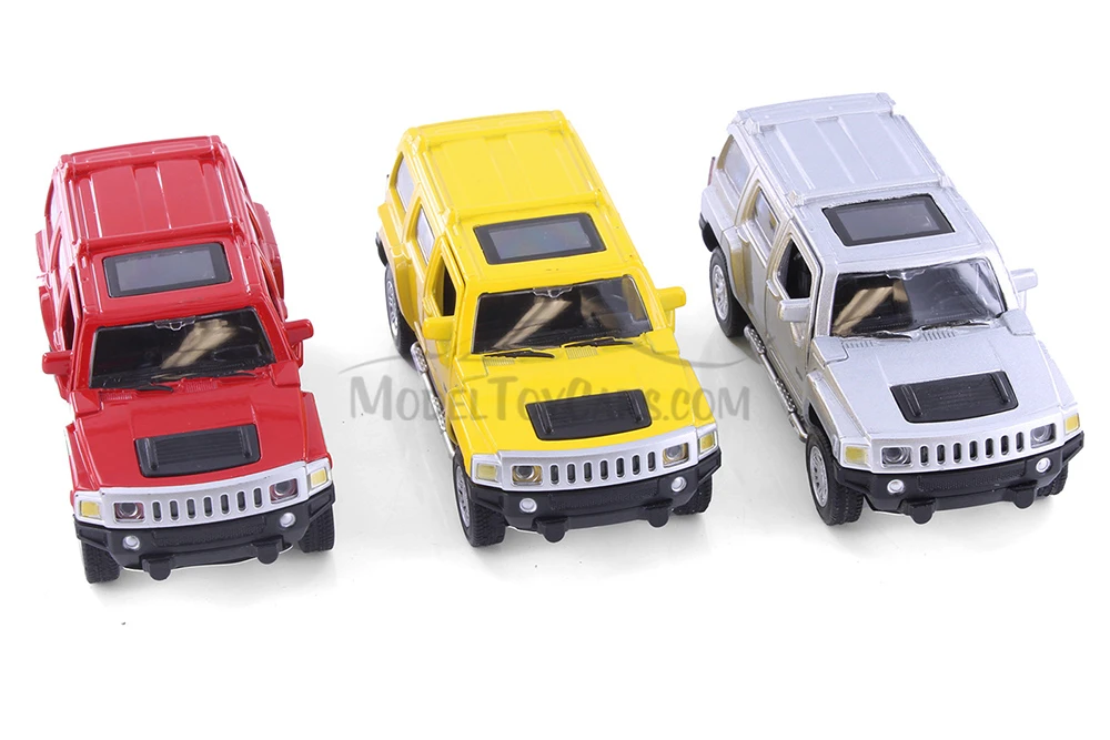 Hummer H3, Red, Yellow & Silver - Showcasts 67401W/24 - 1/43 Scale 3-Pack Diecast Model Toy Cars