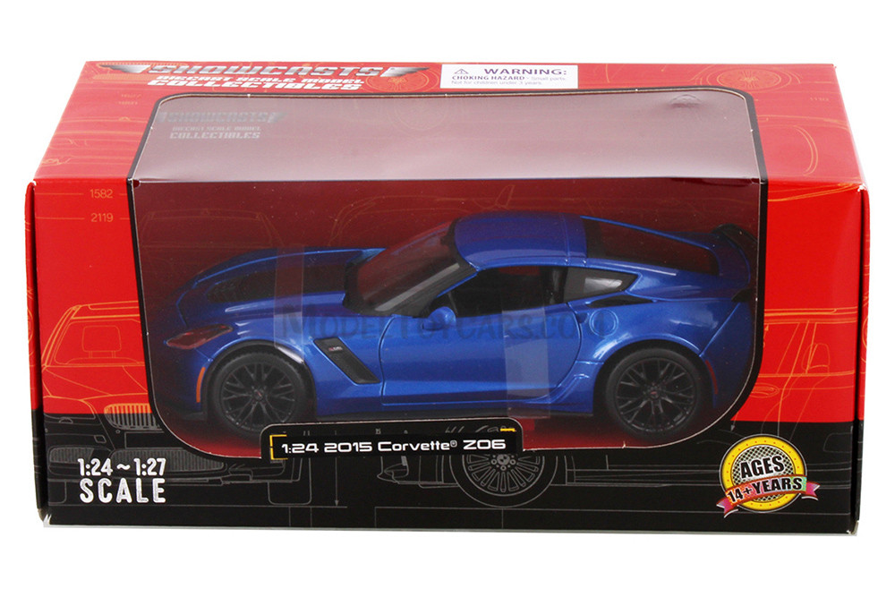 2015 Chevy Corvette Z06 Hardtop, Blue - Showcasts 38133BU - 1/24 Scale Diecast Model Toy Car