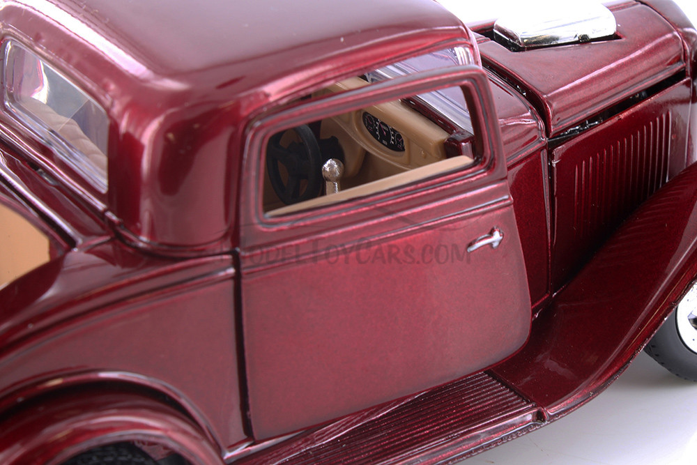 1932 Ford V8 3-Window Coupe, Red - Showcasts 77251D - 1/24 Scale Set of 4 Diecast Model Toy Cars