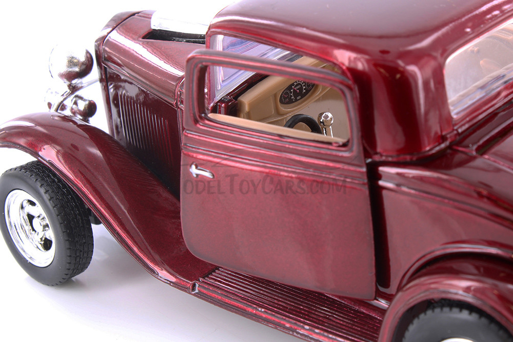 1932 Ford V8 3-Window Coupe, Red - Showcasts 77251D - 1/24 Scale Set of 4 Diecast Model Toy Cars