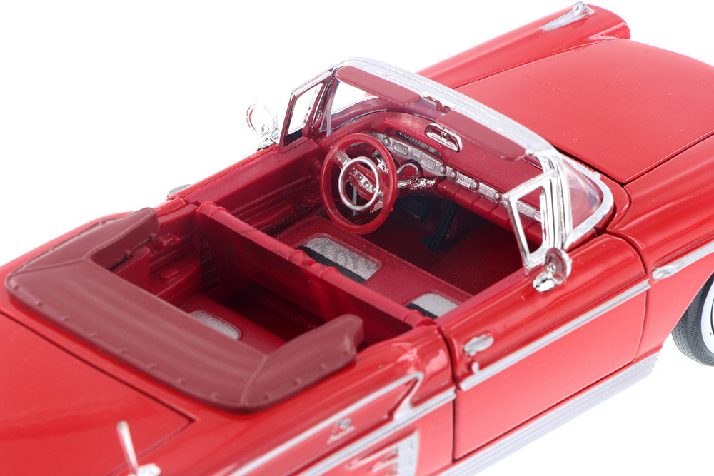1958 Chevy Impala Convertible, Red - Showcasts 77267R - 1/24 Scale Diecast Model Toy Car
