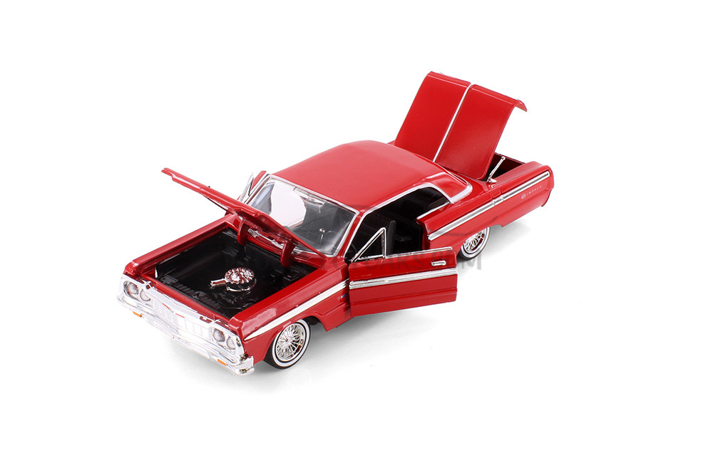 1964 Chevy Impala Hardtop, Blue & Red - Showcasts 77259D - 1/24 Scale Set of 4 Diecast Model Cars