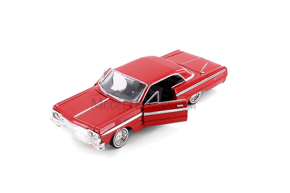 1964 Chevy Impala Hardtop, Blue & Red - Showcasts 77259D - 1/24 Scale Set of 4 Diecast Model Cars
