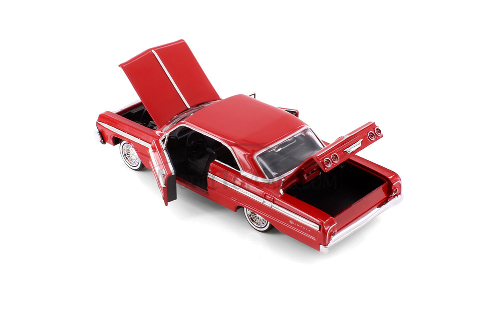 1964 Chevy Impala Hardtop, Blue & Red - Showcasts 77259D - 1/24 Scale Set of 4 Diecast Model Cars
