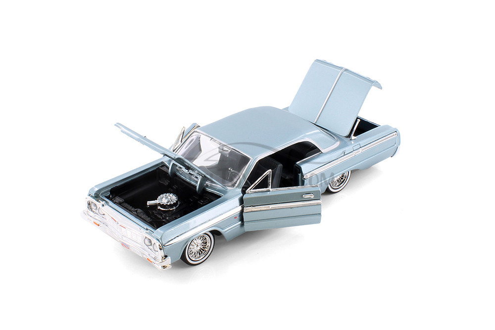 1964 Chevy Impala Hardtop, Blue & Red - Showcasts 77259D - 1/24 Scale Set of 4 Diecast Model Cars