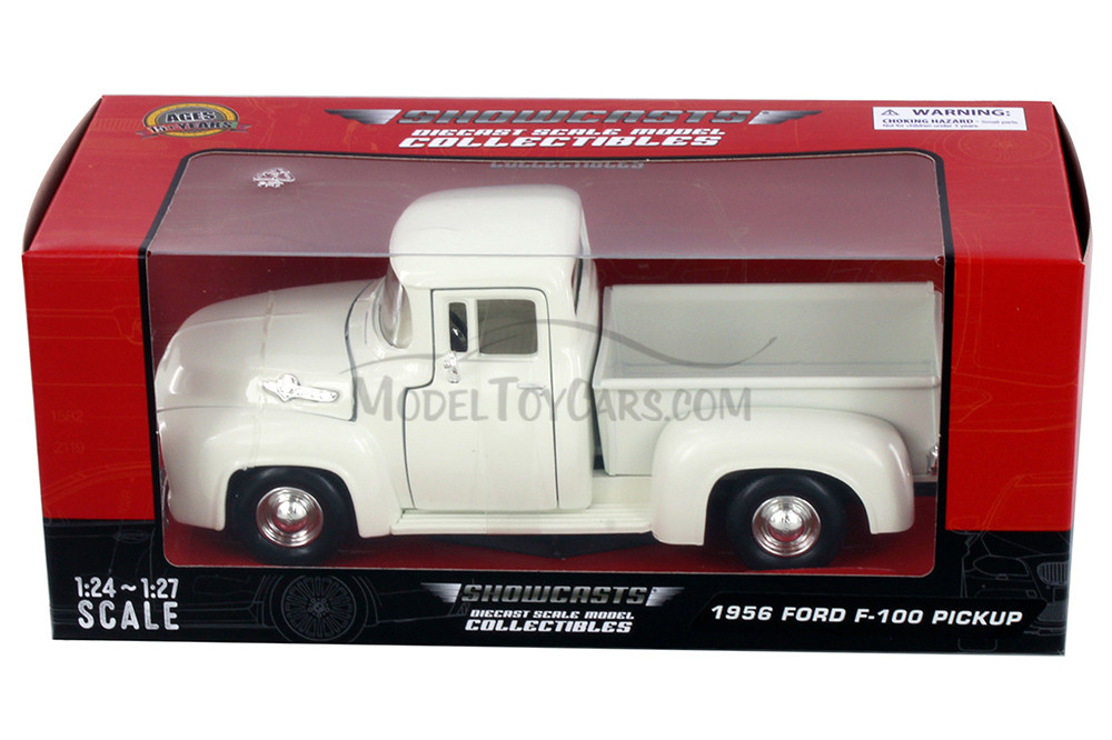 1956 Ford F-100 Pickup Truck, White - Showcasts 77235W - 1/24 Scale Diecast Model Toy Car