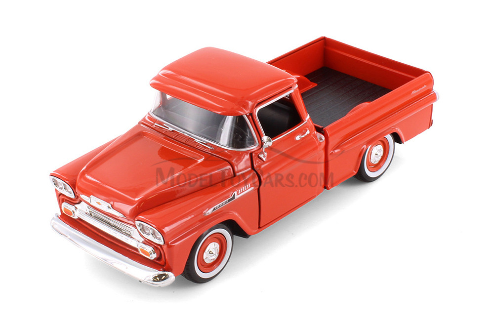 Chevy Apache Fleetside Pickup Truck, Blue & Red - Showcasts 71311D - 1/24 Scale Set of 4 Model Cars